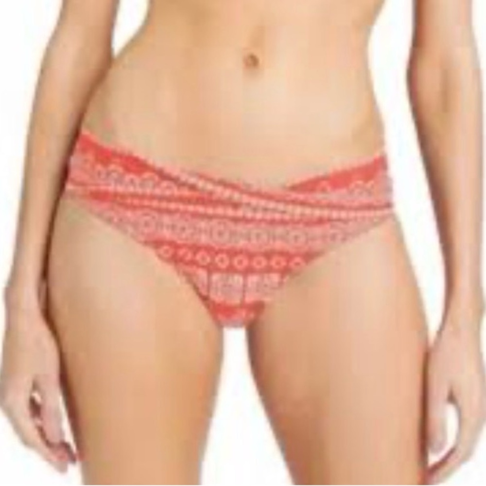 Robin Piccone Terracotta &Cream Patterned Hipster Twist Front Bikini Bottom ONLY
